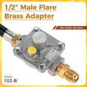 ETERMETA Natural Gas Conversion Kit Regulator Compatible with Kitchen Aid 710-0003 Gas Grill with Hose 1/2" Male Flare Fitting Replace 3030 CNG 4.0" & LP 10" - Grill Parts America