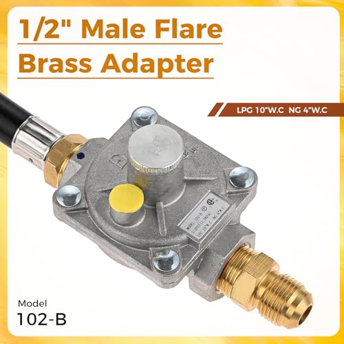 ETERMETA Natural Gas Conversion Kit Regulator Compatible with Kitchen Aid 710-0003 Gas Grill with Hose 1/2" Male Flare Fitting Replace 3030 CNG 4.0" & LP 10" - Grill Parts America