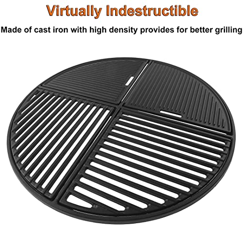 21.5” Cast Iron Grill Grate for Weber Original Kettle Premium 22" Charcoal Grill and Smokers, Replacement for Weber 22" Performer Premium Grill, Two types of cooking surfaces, Modular Fits 22" Grills - Grill Parts America