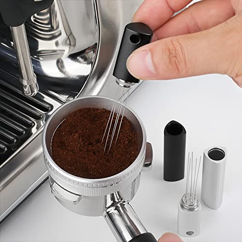 FIRJOY WDT Distribution Tool - Espresso Coffee Stirrer I 0.4mm Stainless Needles - Great Gift for the Home Barista (Lipstick Style, 3.5" - Black) - Kitchen Parts America