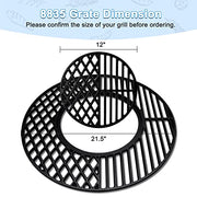 Adviace 21.5 Inch 8835 Cast Iron Grill Cooking Grates Replacement for 22.5" Weber Master-Touch, 22.5" Charcoal Smoker, Weber 22 Inch Kettle, Premium 22 Inch Charcoal Grill, 22" Weber Performer Premium - Grill Parts America