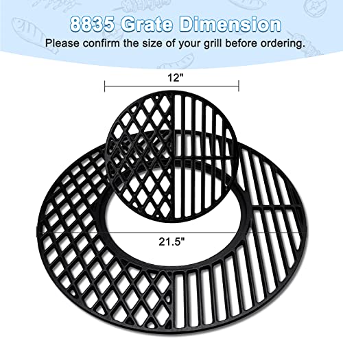 Adviace 21.5 Inch 8835 Cast Iron Grill Cooking Grates Replacement for 22.5" Weber Master-Touch, 22.5" Charcoal Smoker, Weber 22 Inch Kettle, Premium 22 Inch Charcoal Grill, 22" Weber Performer Premium - Grill Parts America