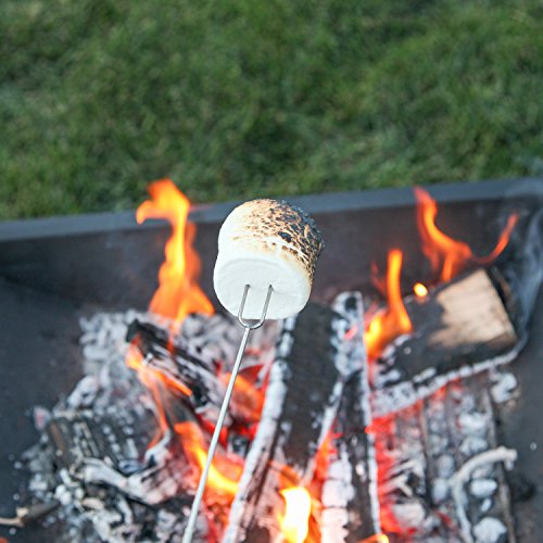 MalloMe Marshmallow Roasting Sticks - Smores Skewers for Fire Pit Kit - Hot Dog Camping Accessories Campfire Marshmellow 32 Inch Long Fork - 5 Pack - Grill Parts America