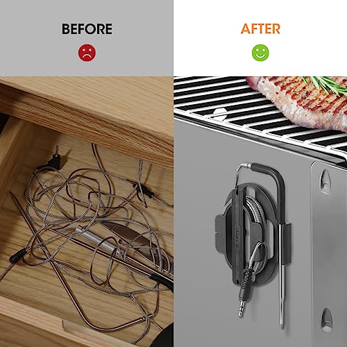 AIEVE Meat Probe Organizer, 2 Pack Magnetic Meat Thermometer Probe Cord Wrap, Universal Cord Winder for ThermoPro/Weber/Traeger Digital Thermometer Probe, Easy to Tangle Wires and Storage(Patented) - Grill Parts America