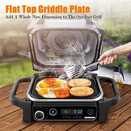 GRILL FORCE Cast Iron Griddle for Ninja Woodfire Grills,Non-Stick Griddle  Plate Flat Top Griddle Grill Pan Compatible with Ninja Woodfire Outdoor