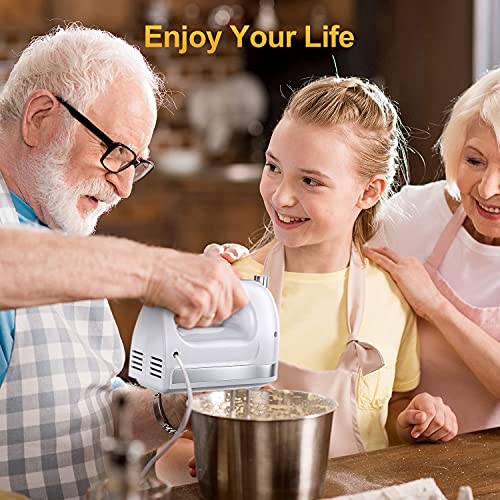 LILPARTNER Hand Mixer Electric, 400W Food Mixer 5 Speed Handheld Mixer, 5 Stainless Steel Accessories, Storage Box, Kitchen Mixer with Cord for Cream, Cookies, Dishwasher Safe - Kitchen Parts America