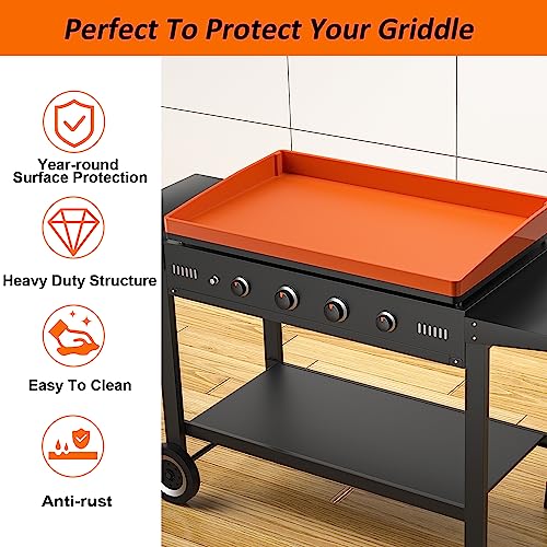36" Silicone Griddle Mat, Upgrade Full-edge Griddle Top Covers for Blackstone 36 Inch, All Season Cooking Protective Cover, Protect Griddle from Rodents, Insects, Debris and Rust (Orange) - Grill Parts America