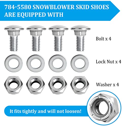 Replacement 784-5580 Slide Shoes Compatible with MTD 2 Stage Snowblower - Skid Shoes 784-5580-0637 Compatible with Troy Bilt Storm 2410 Snow Thrower, Craftsman 247 Series Yard Machines Snow Blowers - Grill Parts America