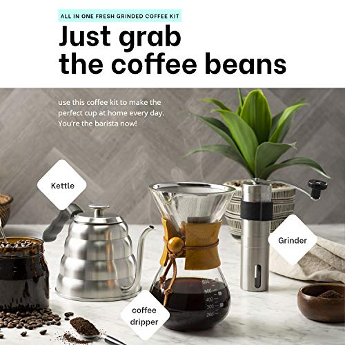 MITBAK Pour Over Coffee Maker Set | Kit Includes 40 OZ Gooseneck Kettle with Thermometer, Coffee Mill Grinder & 20 OZ Coffee Dripper Brewer | Great Replacement for Coffee Machines - Kitchen Parts America