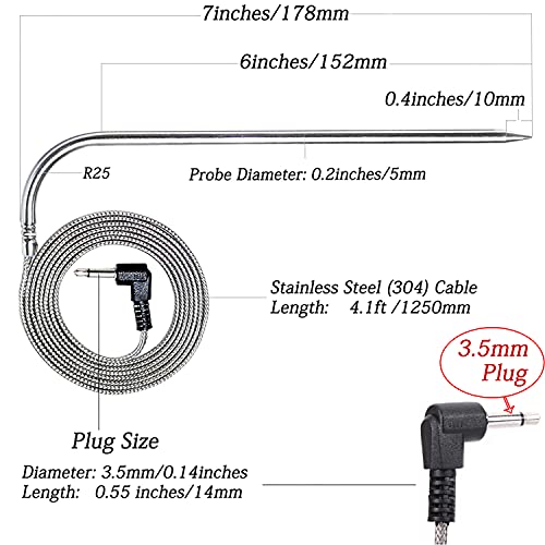 Replacement Meat Probe for Pit Boss Pellet Grills and Pellet Smokers. 3.5mm Plug Compatible with Pit Boss Accessories Meat Probe. 2 Packs Meat Probes and 2 Packs Grill Clips.… - Grill Parts America