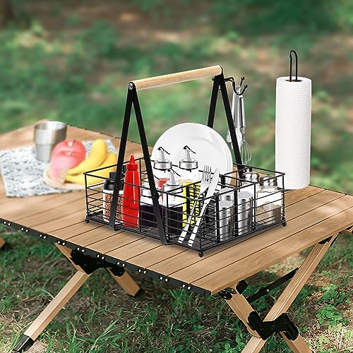  FANGSUN Grill Caddy, BBQ Caddy with Paper Towel Holder, Picnic  Griddle Caddy for Outdoor Camping, Barbecue Accessories Storage Organizer  for Utensil Grilling Tool, Must Haves for Camper Tailgating Rv : Patio