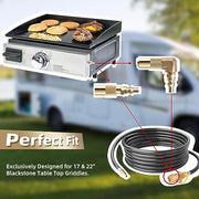 GELBEKUH 2 Pack 1/4 inch RV Quick Connect Adapter Conversion Fitting for Blackstone Tabletop Grill - 17 Inch and 22 Inch Portable Gas Griddle (Elbow & Straight) - Grill Parts America