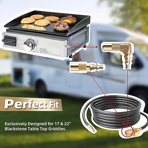 GELBEKUH 2 Pack 1/4 inch RV Quick Connect Adapter Conversion Fitting for Blackstone Tabletop Grill - 17 Inch and 22 Inch Portable Gas Griddle (Elbow & Straight) - Grill Parts America