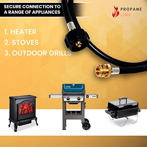 Propane Link 7FT Propane Hose Extension - Propane Tank Extension Hose for Weber/Coleman/Blackstone Grill Smoker Camping Stove & Larger Propane Tank, Mr Buddy Heater Adapter Hose with Plumber Tape - Grill Parts America
