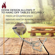 Kick Ash Basket Heavy Duty Grill Grate Super Lifter with Table Hook and Handle for Grill Grids, Pizza Stones, and Cast Iron Pans, Stainless Steel BBQ and Smoker Accessories - Designed in Wisconsin - Grill Parts America