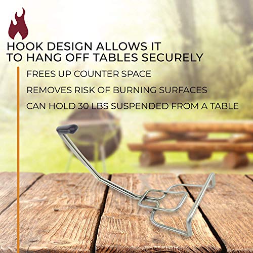Kick Ash Basket Heavy Duty Grill Grate Super Lifter with Table Hook and Handle for Grill Grids, Pizza Stones, and Cast Iron Pans, Stainless Steel BBQ and Smoker Accessories - Designed in Wisconsin - Grill Parts America
