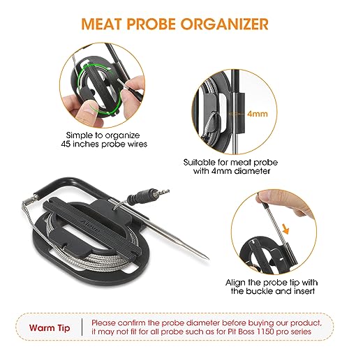 AIEVE Meat Probe Organizer, 2 Pack Magnetic Meat Thermometer Probe Cord  Wrap, Universal Cord Winder for ThermoPro/Weber/Traeger Digital Thermometer