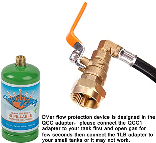 New Updated Propane Refill Adapter Hose 36’’ Propane Extension Hose Propane Refill Hose with ON-Off Control Valve for 1 LB Propane Gas Tank 350PSI High Pressure Camping Grill (QCC Type1 Inlet) - Grill Parts America