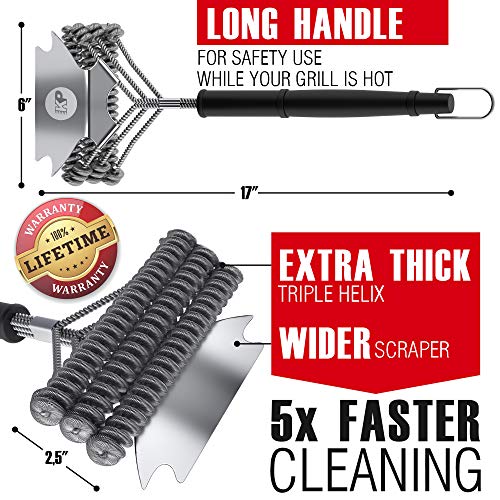 KP 3 in 1 Dream Set- Safe Grill Cleaning Kit - Bristle Free Grill Brush for Outdoor Grill w/Grill Scraper +Heavy Duty Grill Mat|Best BBQ Brush for Grill Cleaning | Grill Accessories for All Grills - Grill Parts America
