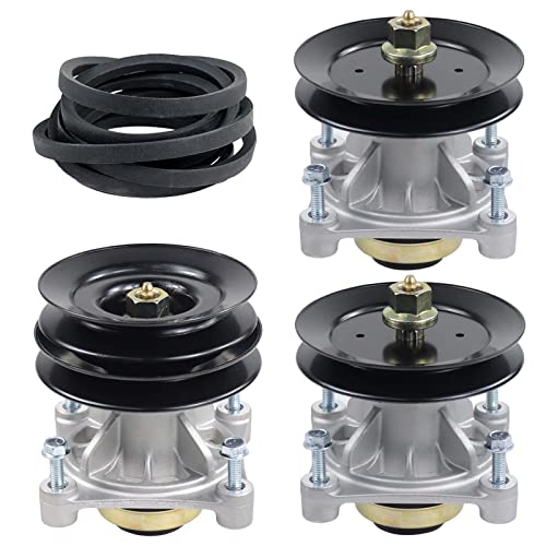 NICHEFLAG 3Pack 532174356 Spindle Assembly with 532173436 Spindle Pulley 532174375 Idler Pulley 532174368 Belt for Husqvarna GTH 2248 GTH 2548 YTH 1848 YTH 2148 Ride Mowers - Grill Parts America
