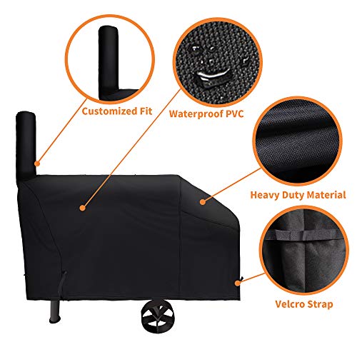 i COVER 66 Inch 600D Heavy Duty Water Proof Patio Outdoor Canvas Offset BBQ Barbecue Smoker Cover for Oklahoma Joe s Highland and Landmann Brinkmann Char-Broil Char Griller - Grill Parts America