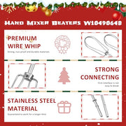 Hand Mixer Beaters W10490648 Hand Mixer Attachment Beaters-hand mixer replacement parts Replace W10490648 KHM2B AP5644233 PS4082859 (2PACK) - Grill Parts America