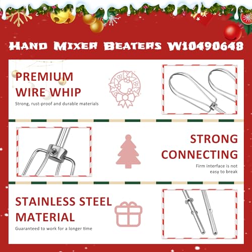 Hand Mixer Beaters W10490648 Hand Mixer Attachment Beaters-hand mixer replacement parts Replace W10490648 KHM2B AP5644233 PS4082859 (2PACK) - Grill Parts America