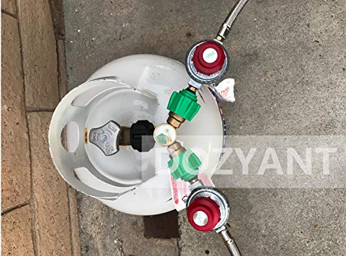 DOZYANT Propane Splitter, Propane Tank Y Splitter Adapter with Gauge, 2 Way LP Gas Adapter Tee Connector for 20lb Propane Tank Cylinder, Work with BBQ Grills, Camping Stoves, Gas Burners, Heater - Grill Parts America