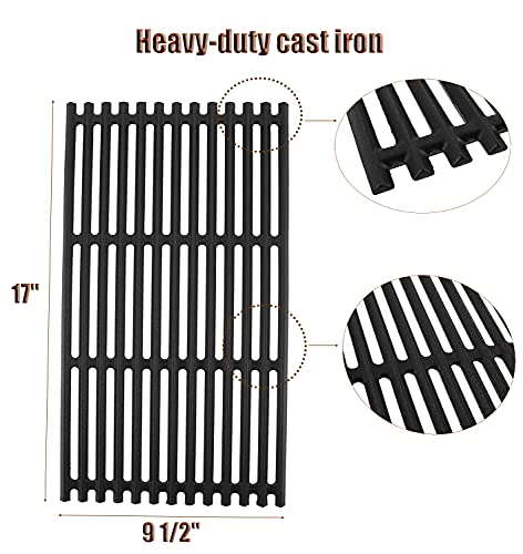 Stamped Emitter & Cast Iron Grill Grate Replacement Parts for Charbroil 463242715 463242716 Commercial Infrared 4B 463257520 463276016 466242715 466242815 G541-0016-W2 G533-2200-W1, 17x9.5'', 3PCS Set - Grill Parts America