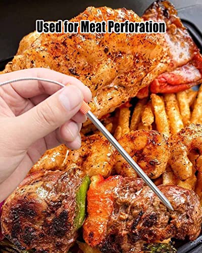 2 Pcs Meat Probe Thermometer Fit for Oklahoma Joe's Rider Z Grills Cuisinart Wood Pellet Gril Smoker Barbecue Rack, Meat Temp Probe for Smokers with Temperature Probe Clip and Probe Grommet - Grill Parts America