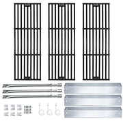 Hisencn Replacement Parts for Chargriller 3001, 3008, 3030, 4000, 5050, 5252 Gas Grill, Burner Tube, Heat Plate, Porcelain Cast Iron Cooking Grates, Ignitor for Chargriller 3 Burner Gas Grill - Grill Parts America