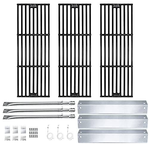 Hisencn Replacement Parts for Chargriller 3001, 3008, 3030, 4000, 5050, 5252 Gas Grill, Burner Tube, Heat Plate, Porcelain Cast Iron Cooking Grates, Ignitor for Chargriller 3 Burner Gas Grill - Grill Parts America