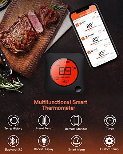 BFOUR Bluetooth Meat Thermometer Wireless Meat Thermometer, Wireless Digital Grill Thermometer with 6 Temperature Probes, Large LCD Display, Bluetooth Thermometer for Grill, Smoker, Oven and BBQ - Grill Parts America