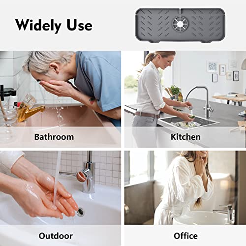 Kitchen Sink Splash Guard - Silicone Faucet Handle Drip Catcher Tray, Dish  Soap Dispenser and Sponge Holder Mat Behind Faucet, Kitchen Guard Gadgets