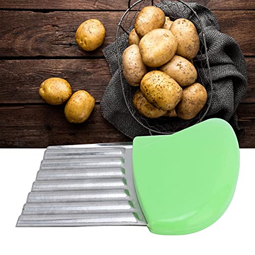 Stainless Steel Wavy Blade Chips Cutter,Potato Cutter Crinkle Cut Potato Chips Cutter Vegetable Chopper Kitchen Tools for Vegetables Potatoes (green) - Kitchen Parts America