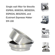50mm Dual Wall Filter Basket Filter One Cup and BES820XL/205 Two Cup for Breville ESP8XL 800ESXL BES820XL ESP6SXL BES250XL and Cuisinart Espresso Maker EM-100 (2 Pack) - Grill Parts America