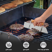 Stanbroil Stainless Steel Burger Press, Rectangular Grill Press, Burger Smasher with Wooden Handle, 9 x 4.5 Inches Bacon Press Perfect for Steak, Paninis, Flatbreads and Sandwiches - Grill Parts America