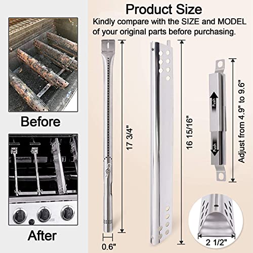 Grill Replacement Parts for Charbroil 463347017 463361017 463277017 463673017 463376217 463342119 463376018P2 Gas Grill, Stainless Steel Heat Plate Tend Crossover Tubes Grill Burner for Charbroil - Grill Parts America