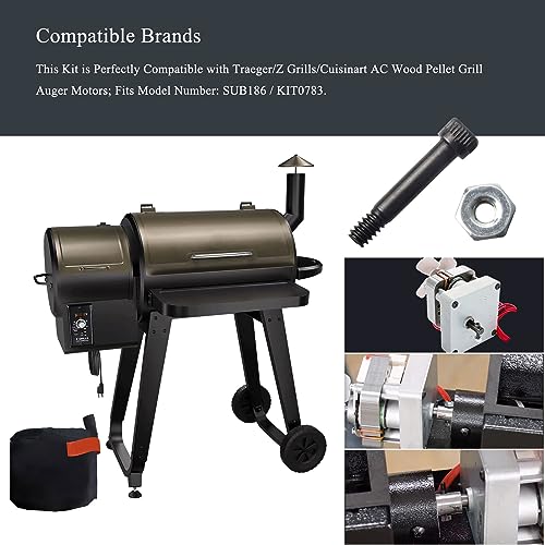 WFCYX 2 Set Replacement 74072 Auger Motor Shaft Nut & Bolt, Fit for Traeger, Pit Boss, Z-Grills, Rec Tec and Most Wood Pellet Grills & AC Pellet Grill Shaft Nut & Bolt of Auger Motor - Grill Parts America