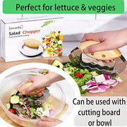 Jawanfu Chop Salad Chopper, Double Blade Long Lasting Sharp Chop Salad Tool for Chopped Salad , Wooden Handle Mezzaluna Mincer Knife with Protective Covers - Kitchen Parts America