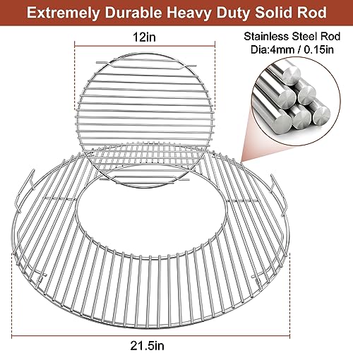 OFTY Grill Grate Replacement for Weber 22 Inch Charcoal Grill: 21.5'' Stainless Steel Grate for Weber 8835 Gourmet BBQ System Hinged Cooking Grill, Kettle, Performer - Grill Parts America