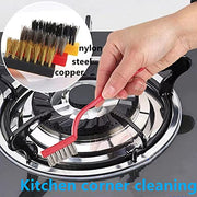 5PCS/Set BBQ Grill Brush and Scraper, Stainless Steel Kitchen Cleaning Brush Set, Cooktop Cleaning Brush, Three-Material Brush Head Perfect for Kitchen Grill Cooker Hood Corner Cleaning - Grill Parts America