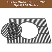 Outspark 64815 Gourmet BBQ System Grill Grates for Weber Spirit II 200/Spirit 200 SER(Model YRS 2013-Current),Cast Iron Cooking Grid for Weber Spirit Spirit 2 E-210 S-210 E-220 S-220,7637,67022 - Grill Parts America
