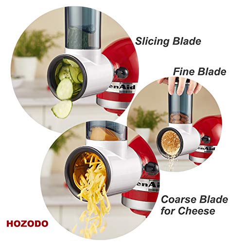 Slicer Shredder Attachment for Kitchenaid Stand Mixer,Cheese Grater Attachment for KitchenAid Stand Mixer, Food Processor with 3 Blades by Hozodo - Kitchen Parts America