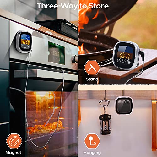 Meat Thermometer, Digital Meat Thermometer with Large Touchscreen LCD, with Long Probe, Kitchen Timer, Grill Thermometer, Cooking Food Meat Thermometer Instant Read for Smoker Kitchen BBQ Oven - Grill Parts America