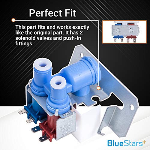 LIFETIME WARRANTY WR57X10051 Refrigerator Dual Inlet Water Valve Replacement Part by BlueStars - Exact Fit for GE Kenmore Hotpoint Refrigerators - Replaces riv-12ae21 AP3672839 WR2X10105 WR57X98 - Grill Parts America