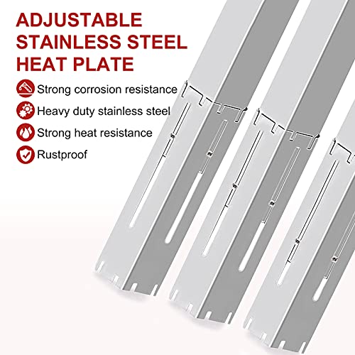 Universal Grill Heat Plates Heat Tents Heat Shields for Gas Grill, Adjustable Barbecue BBQ Grill Flame Tamers Burner Covers Heat Deflectors, Stainless Steel Gas Grill Replacement Parts, 3-Pack - Grill Parts America