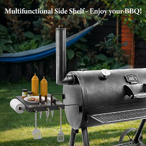 BBQ-PLUS Grill Side Shelf Replacement Part for Oklahoma Joe's Highland Offset Smoker 15202031 and Highland Reverse Flow Smoker 17202052,Accessories for Oklahoma Joe Highland Smoker,Black - Grill Parts America