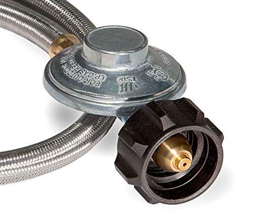 Blackstone 5154 Propane Stainless Steel Braided Hose & Regulator for 22lb Tank, Gas Grill & Griddle Animal, Weather Corrosion Resistant – Extends Up to 3 Feet - Grill Parts America