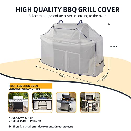 PALON Waterproof BBQ Grill Cover 75-Inch, Heavy Duty Outdoor Gas Grill Covers, with Built-in Vents Velcro, Barbecue Grills All Weather Protector for Weber Char-Broil Brinkmann Nexgrill and More - Grill Parts America
